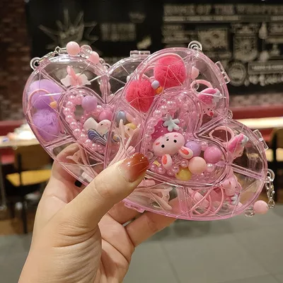 Pink Heart Shaped Storage Box with Accessories