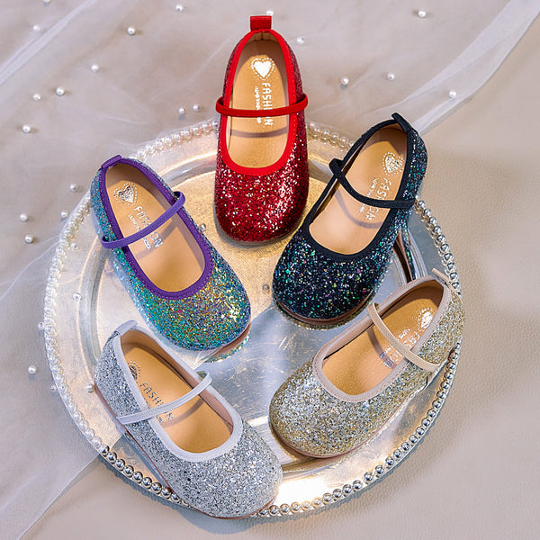 Eboo Girls Glitter Princess Ballet Flats Shoes Ballerina Dress Shoes for Wedding Party