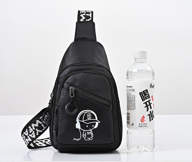 Eboo Cartoon Music Boy Black Sling Bag â?? Casual Outdoor Chest Crossbody Bag