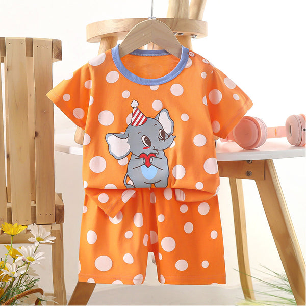 Eboo Baby Boys Cartoon Elephant Polka Dot Summer T-Shirt & Shorts 2-Piece Outfit Set