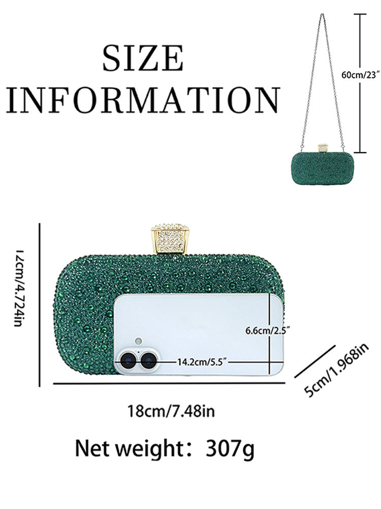 Eboo Luxury Crystal Box Clutch for Women – Rhinestone Evening Party Handbag