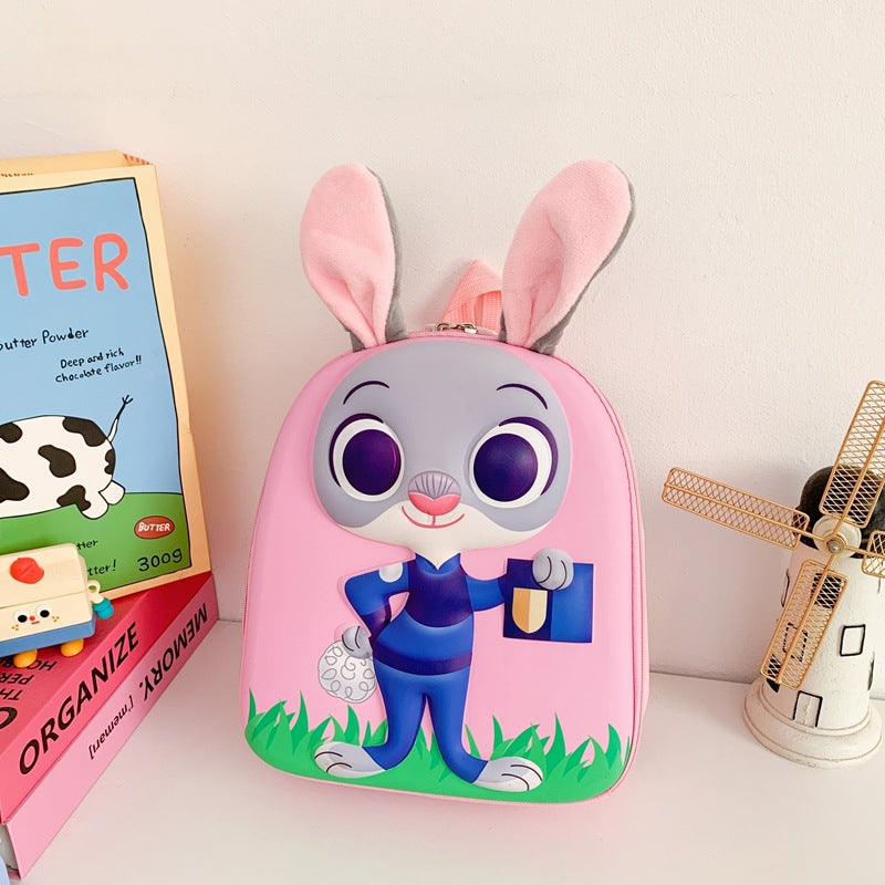 Eboo Cute 3D Bunny Officer Hard Shell Kids Backpack with Plush Ears