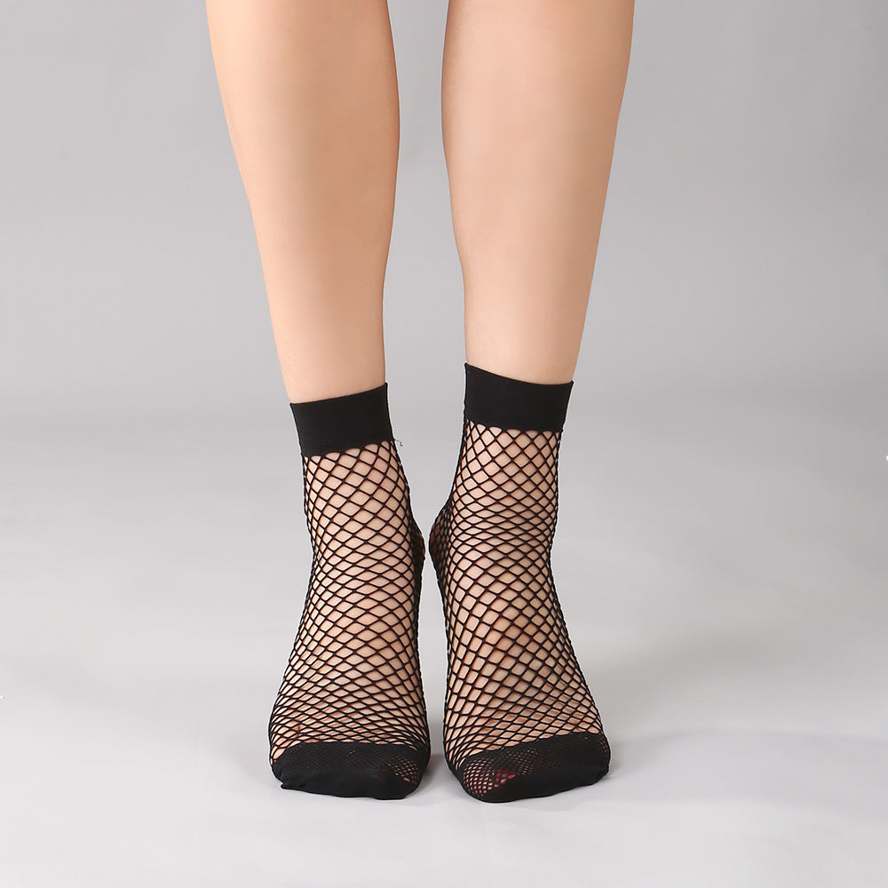 Eboo Women’s Black Fishnet Mesh Socks – Stylish Sheer Net Ankle Socks