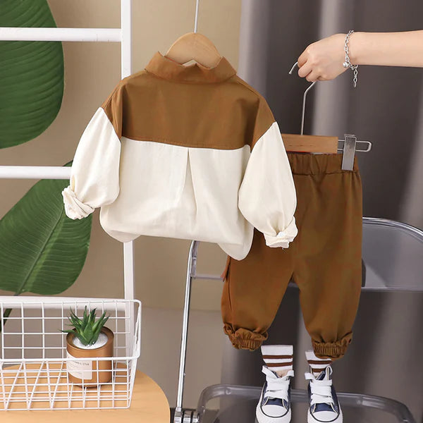 Eboo Boys blocked Shirt With Jogger Set