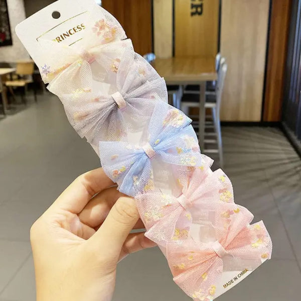 Cute Girls Hair Clips Net Yarn Bows Children Barrettes Hairpins Hair Accessories For Kids Flower Hair Clip Headwear