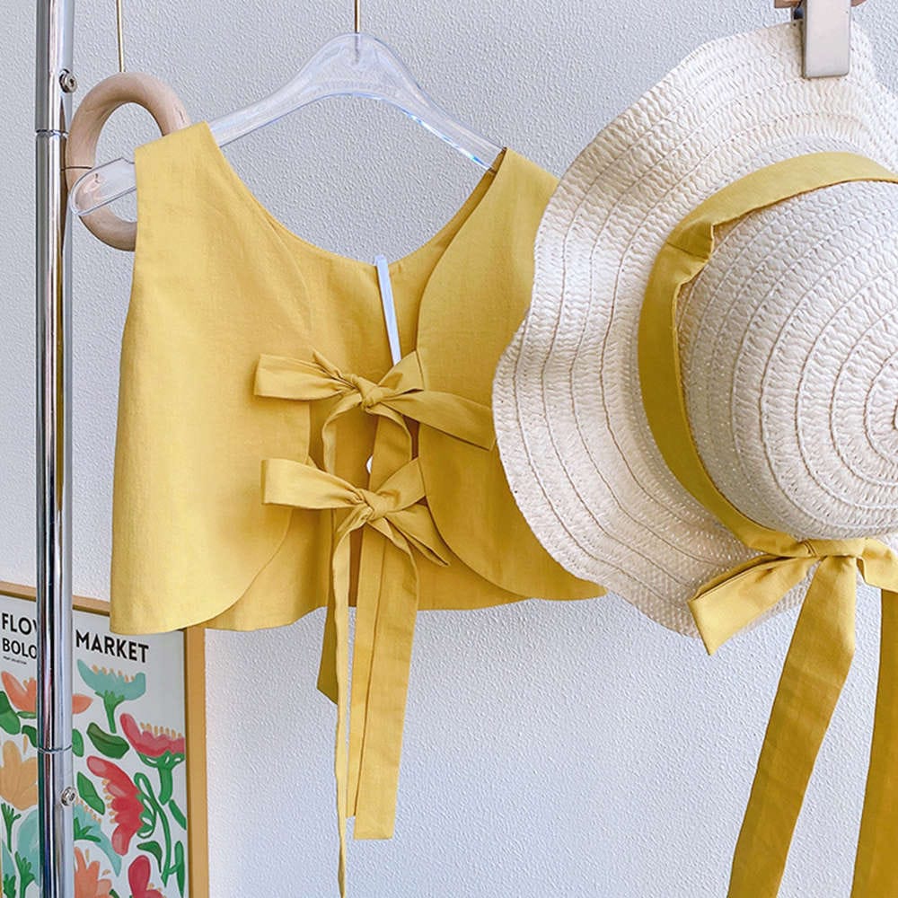 Eboo Sunny Days Toddler Girl Summer Outfit – 3-Piece Set (Top, Pants & Hat)