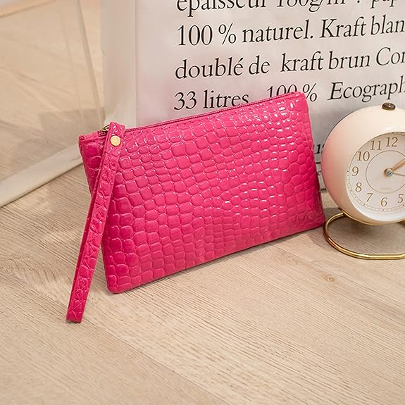 Eboo Fashion Women Faux Leather Plain Armpit Bag,Phone Case,Purse,Clutch (PINK)