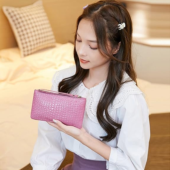 Eboo Fashion Women Faux Leather Plain Armpit Bag,Phone Case,Purse,Clutch (PURPLE)