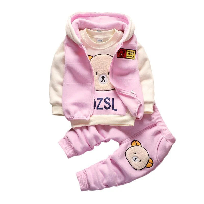 Baby Girl’s 3-Piece Set – Pink Hoodie, Vest & Pants 4 Winters