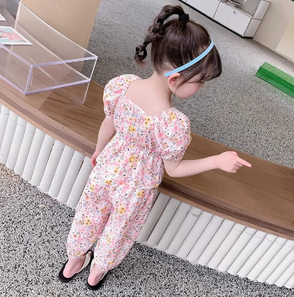 Eboo Toddler Kids Little Girls Summer Outfits Floral Ruffle Crop Top Shirt (PINK)