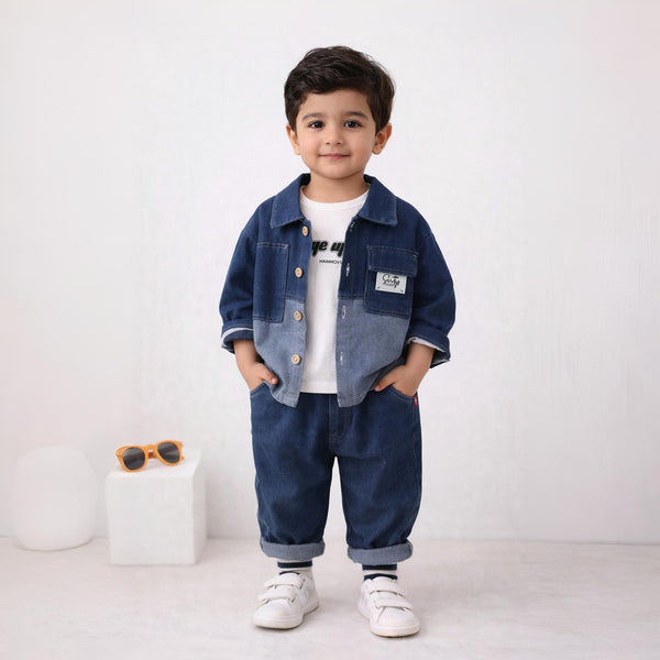 Eboo Two-Tone Denim Jacket & Cuffed Jean Set
