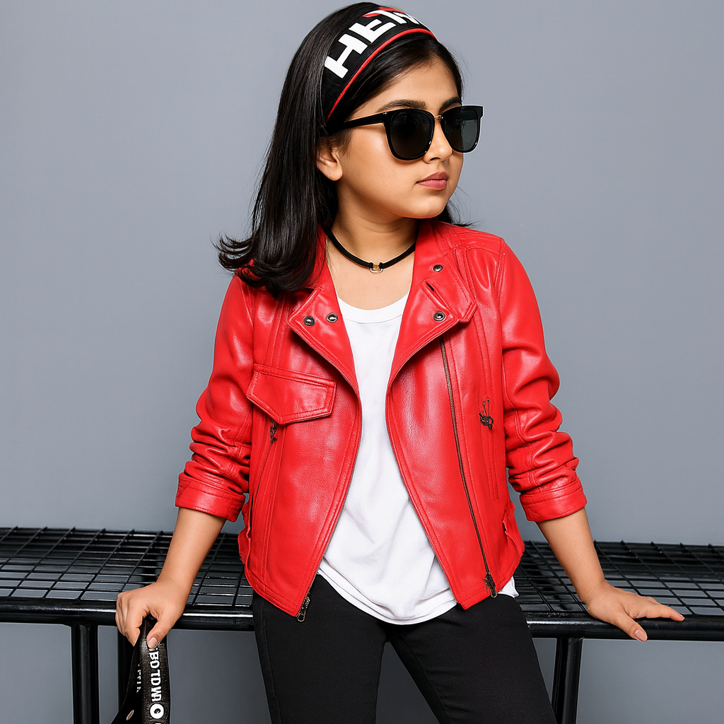 Eboo Faux Leather Jackets Children's Zip Up Motorcycle Short PU Moto Biker Jacket