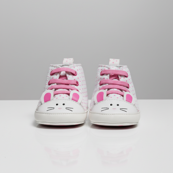 Eboo Girls White Polka Dot Bunny Face Shoes