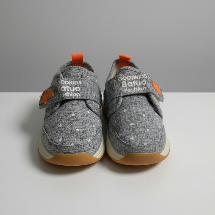 Eboo Fashion Star-Print Toddler Sneakers (Grey/Orange)
