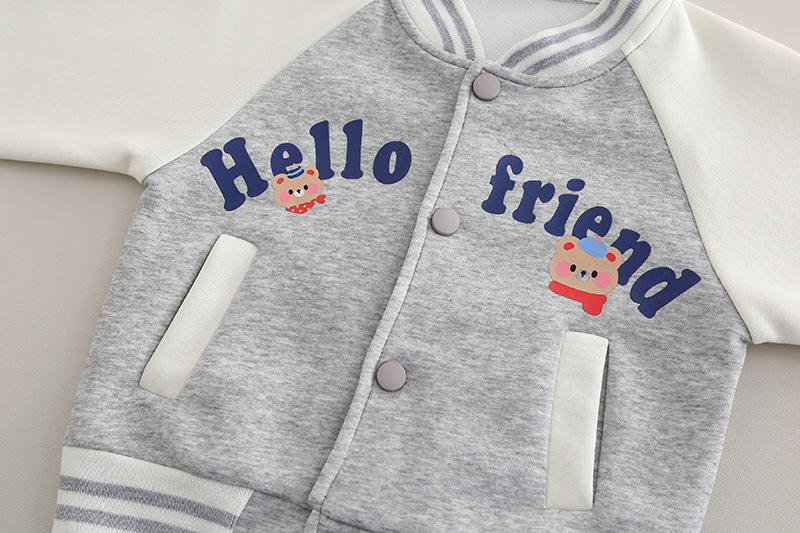Eboo 3-Piece Varsity Jacket Set - Snap-Button Coat & Graphic Tee
