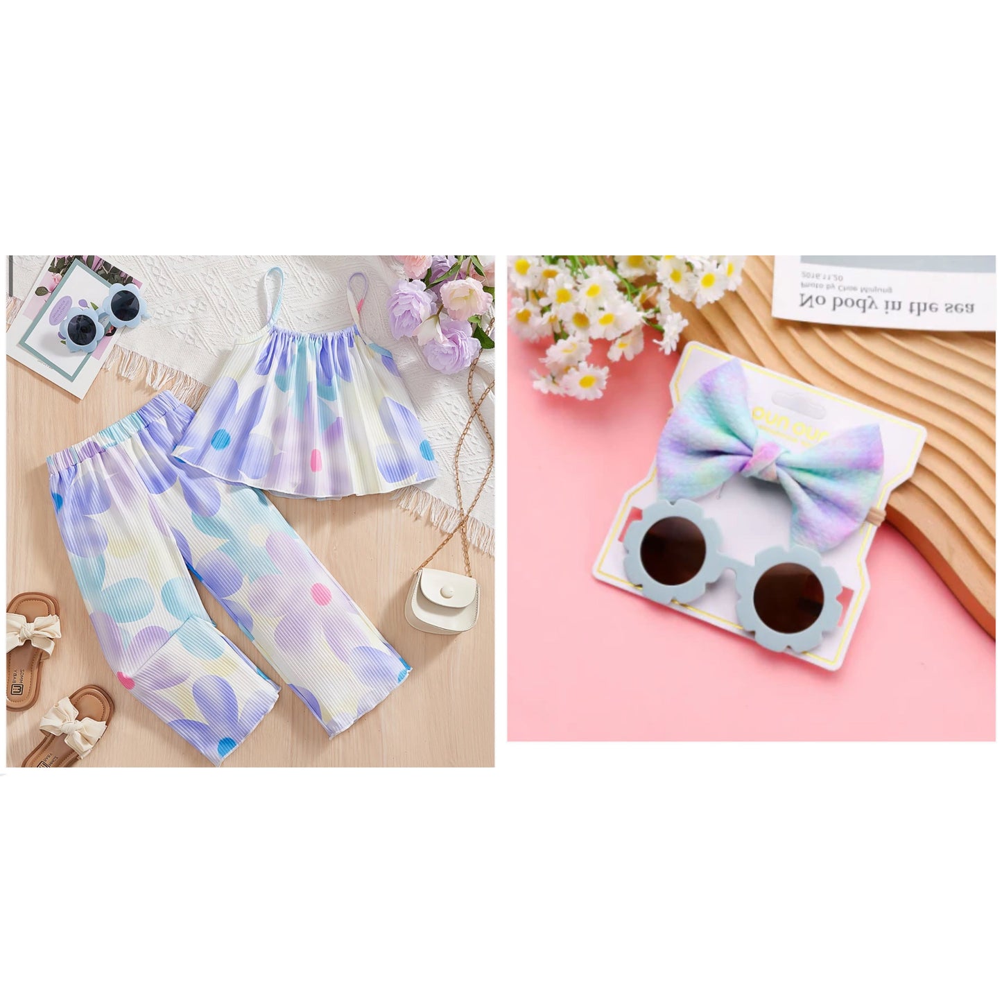 Eboo Girls Printed Top with Trousers - Clothing Set for Girls.