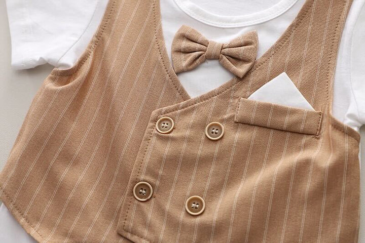 Eboo Stylish Boys’ Pinstripe Vest & Shorts Set – 3-Piece Formal Look