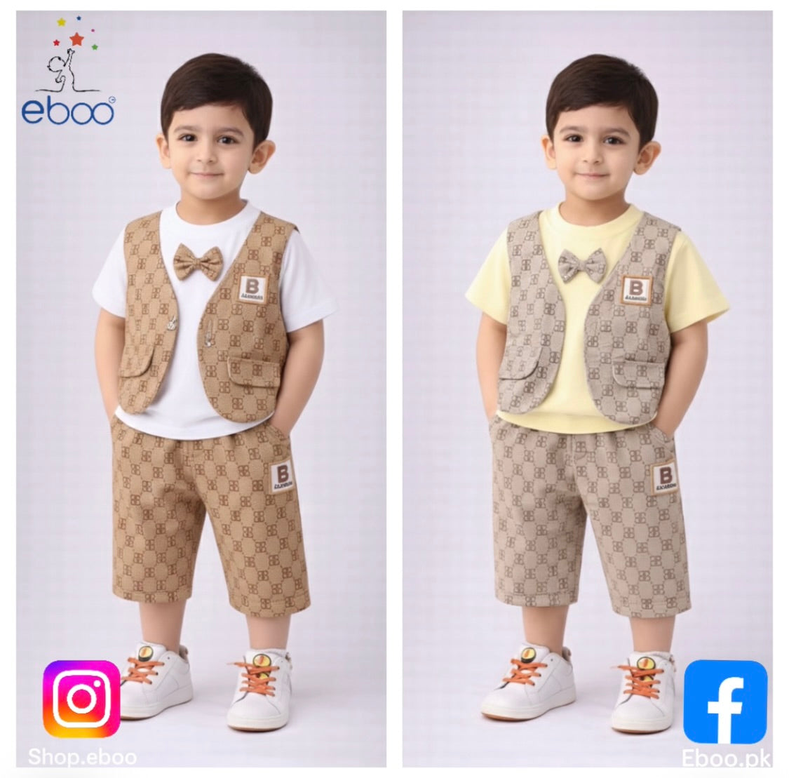 Eboo Boysâ?? Fashion 3-Piece Vest & Shorts Set â?? Trendy Casual Outfit