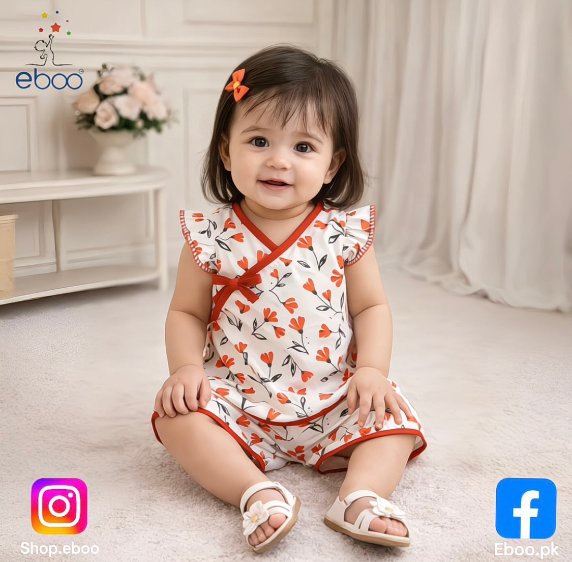Red Floral Print Chinese Style Baby Girl Dress Set Stylish Summer Outfit with Traditional Touch