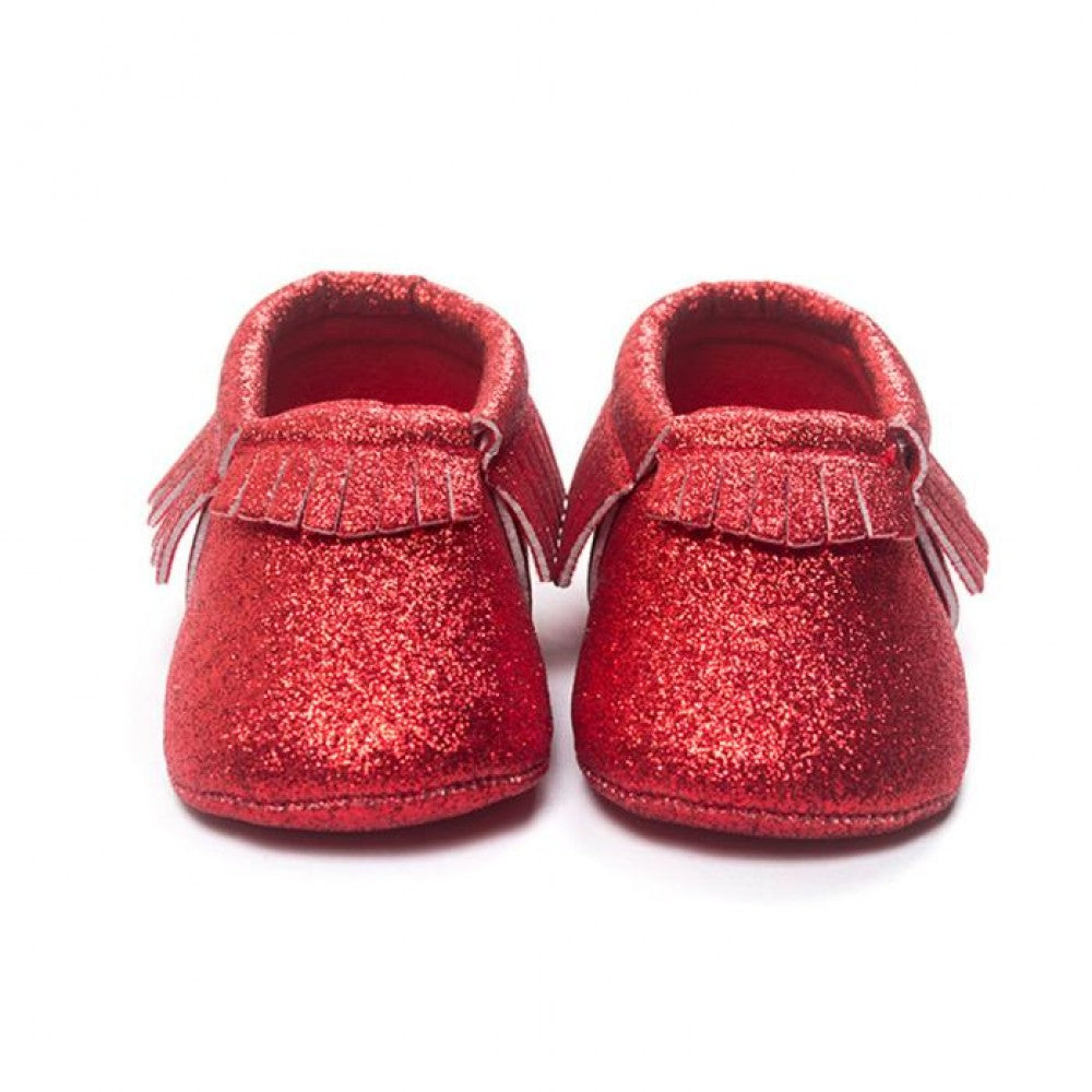 Eboo Baby Red Glitter Moccasins
