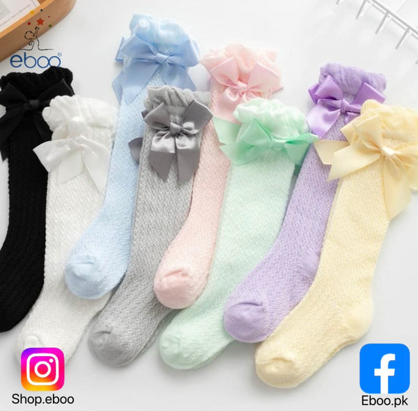 Eboo Baby Girlâ??s Lace Knee High Socks with Bow