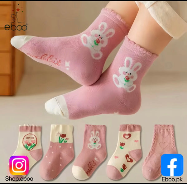Eboo Pack of 5 Girlsâ?? Cute & Comfortable Socks â?? Assorted Colors & Styles