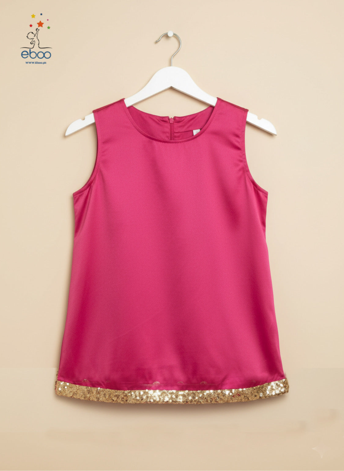 Eboo Pink Girls’ Traditional 3-Piece Suit – Brocade Sharara & Olive Dupatta