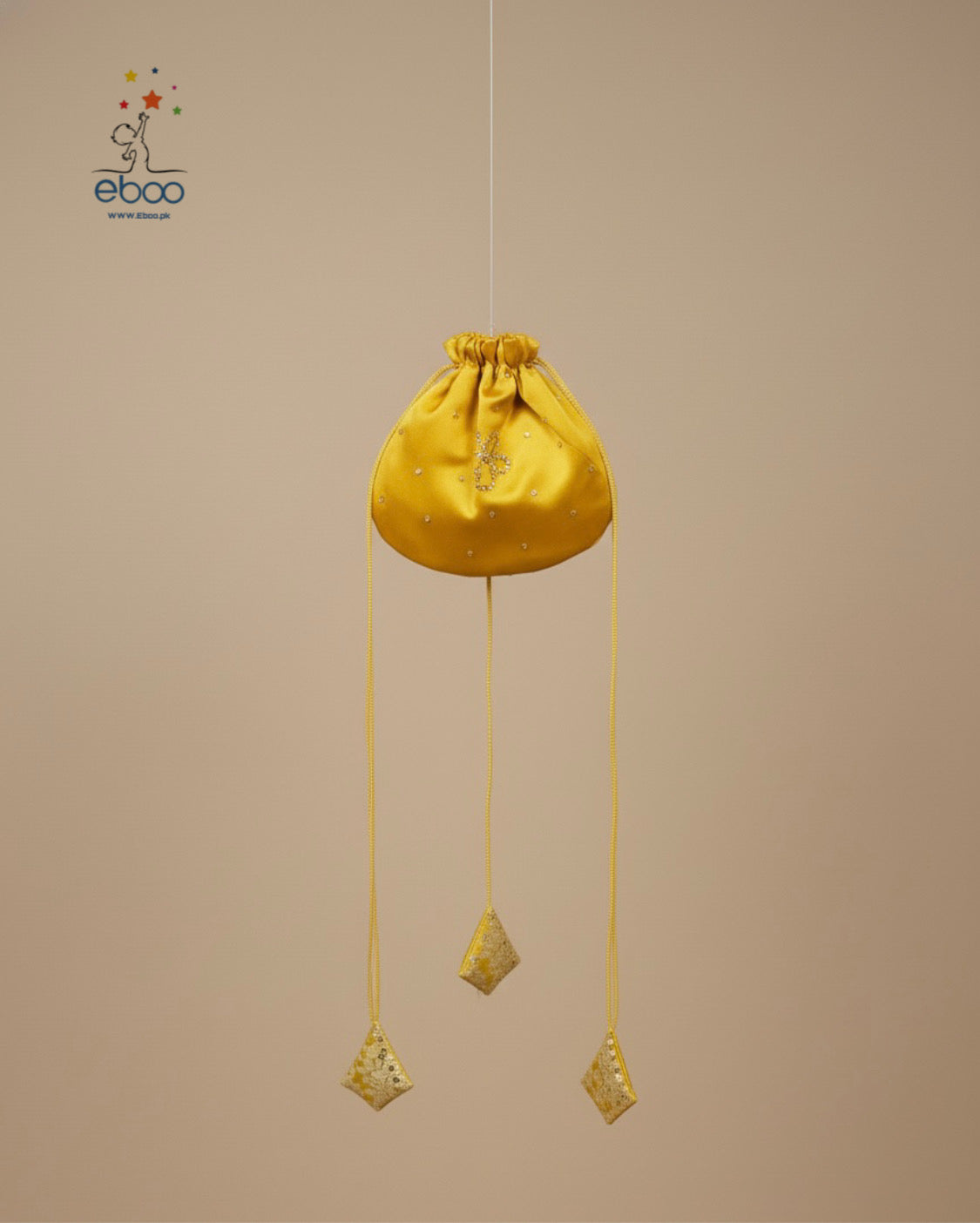 Eboo Golden Mustard Girls’ Traditional 3-Piece Suit – Brocade Skirt, Satin Top & Sheer Dupatta