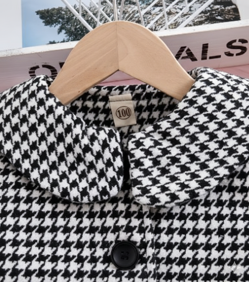 Eboo Kids' Black and White Houndstooth Print Coat / Jacket
