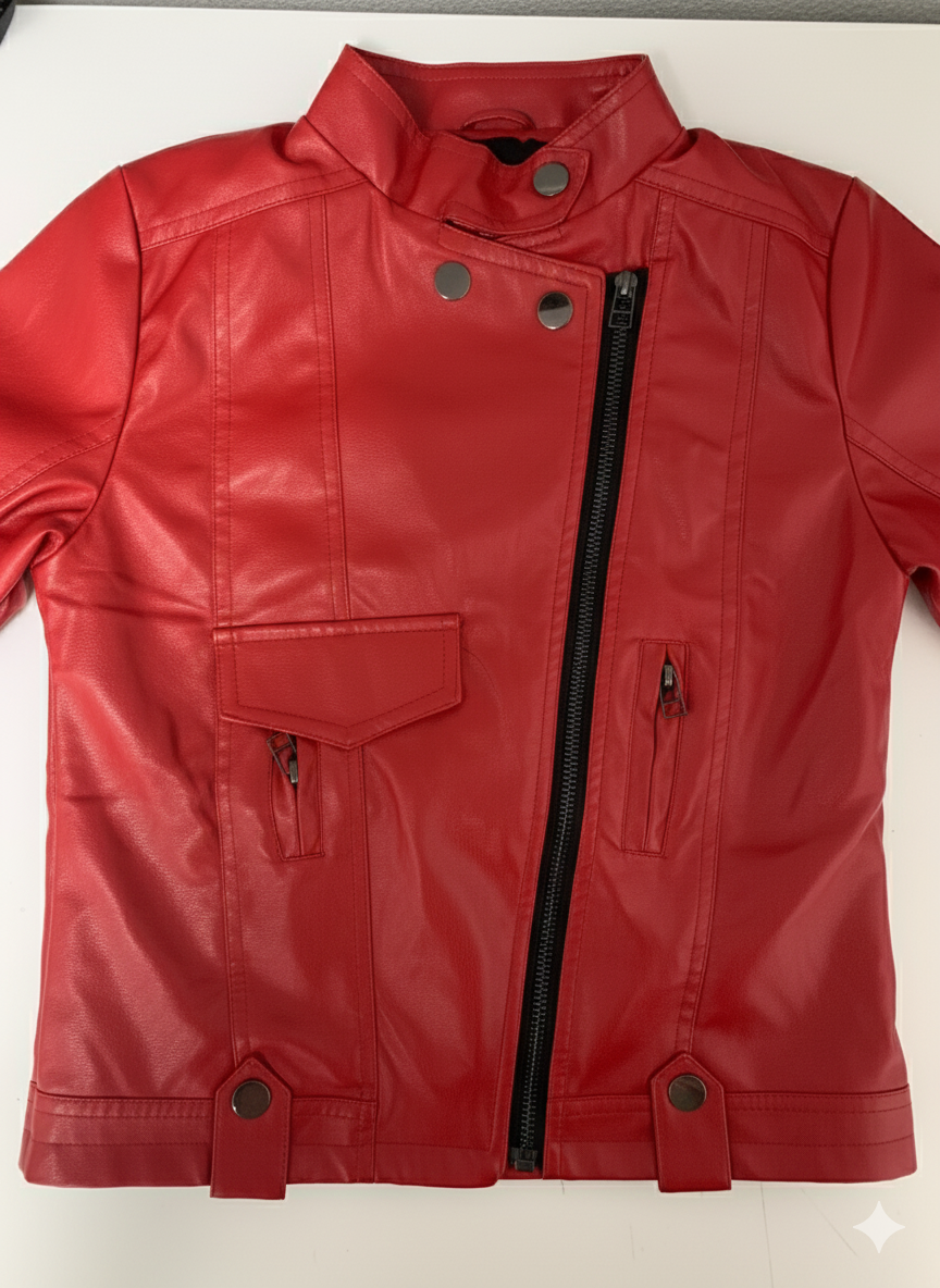 Eboo Faux Leather Jackets Children's Zip Up Motorcycle Short PU Moto Biker Jacket