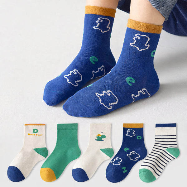 Eboo Kids Cartoon Cotton Socks â?? Pack of 5 | Soft & Colorful Everyday Socks