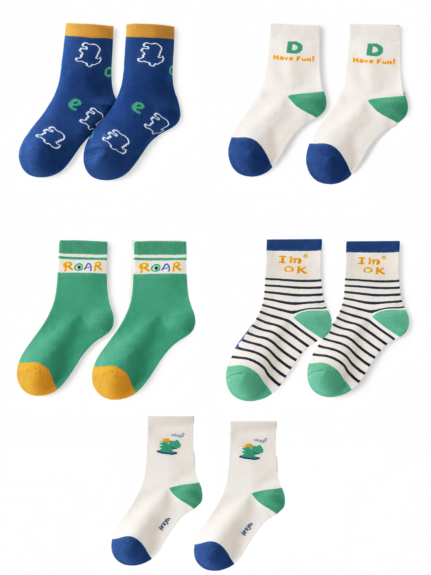 Eboo Kids Cartoon Cotton Socks – Pack of 5 | Soft & Colorful Everyday Socks