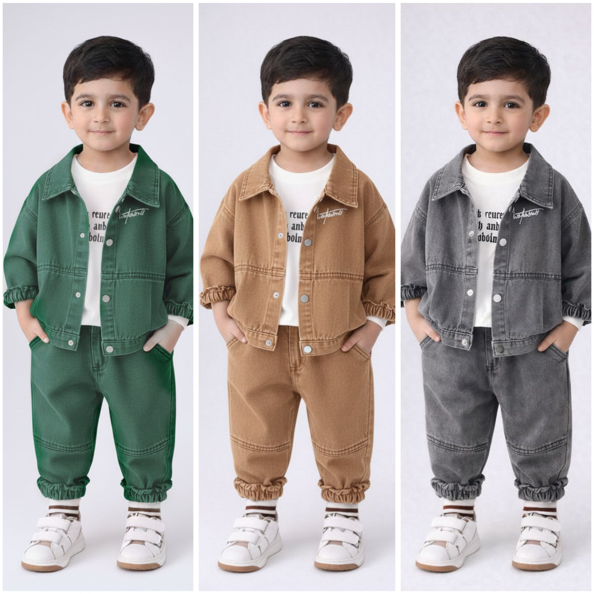 Eboo Boys Light Wash Shirt With T-Shirt And Denim Trouser Sets