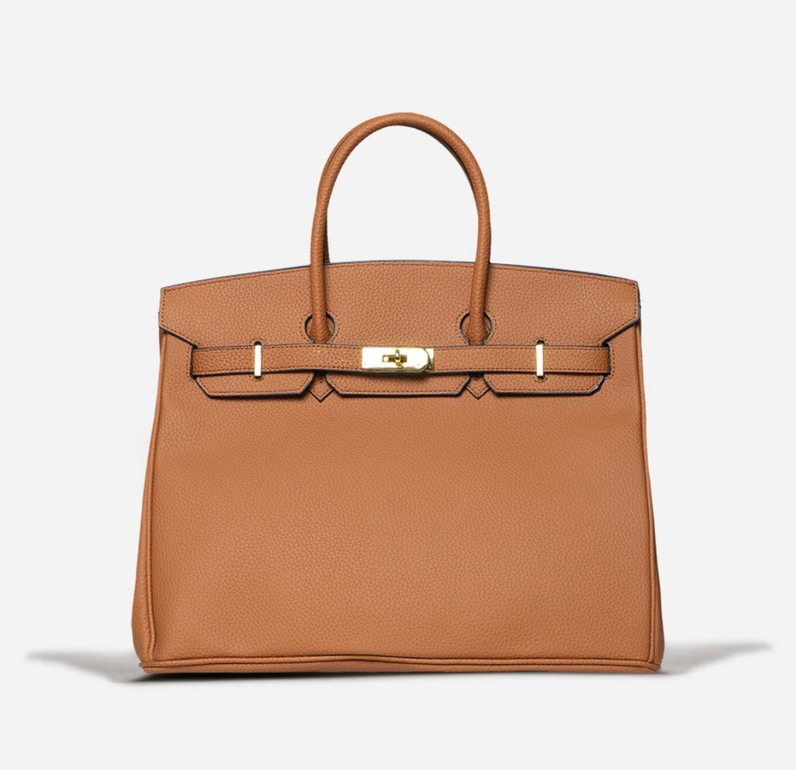 Eboo Women’s Premium Leather Handbag – Elegant Structured Tote Bag with Gold Lock