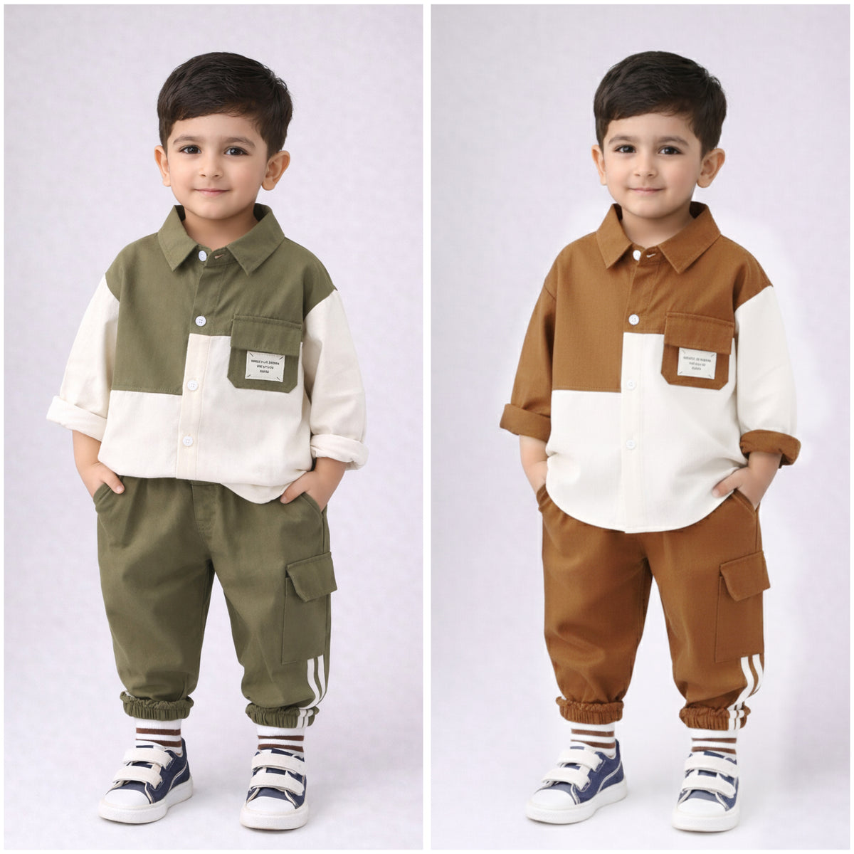 Eboo Boys blocked Shirt With Jogger Set