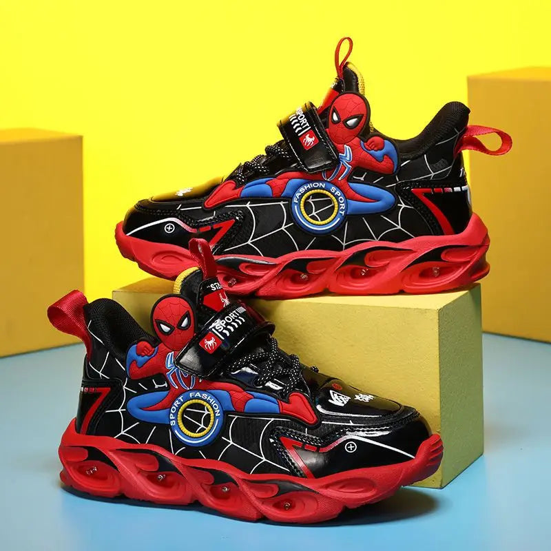 Eboo Kids LED Light-Up Sports Shoes | Cartoon Spider-Man Design Sneakers for Boys