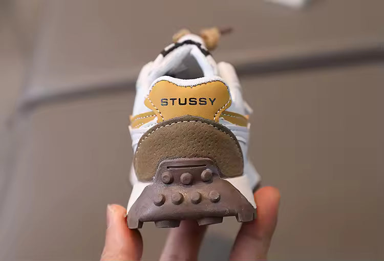 Eboo Kids’ Retro White Sneakers with Black & Brown Accents