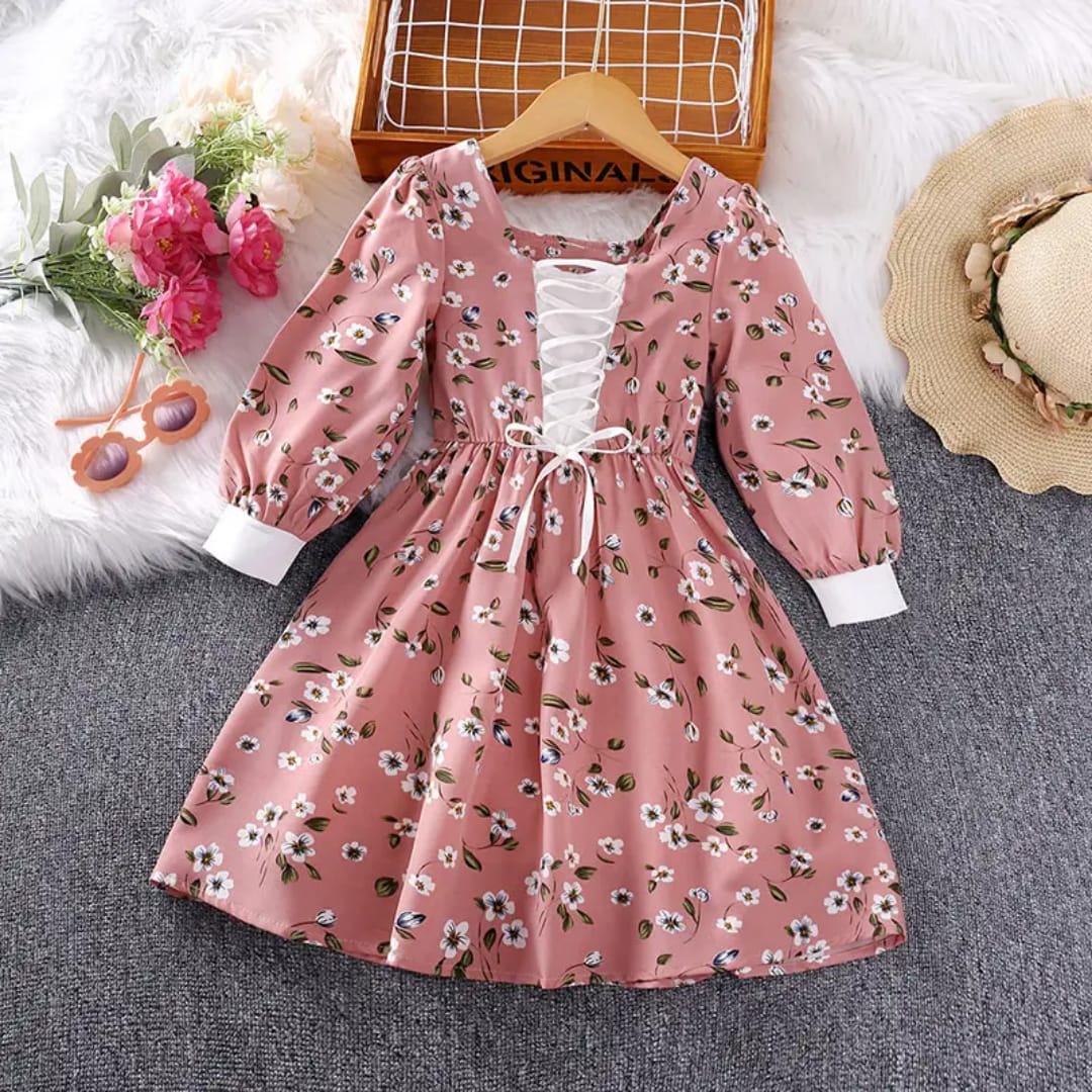Eboo High Quality Autumn Floral Dress Elegant Flowerwork