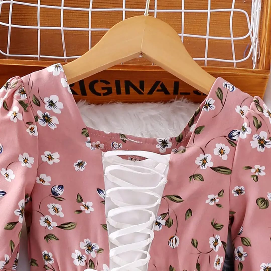 Eboo High Quality Autumn Floral Dress Elegant Flowerwork