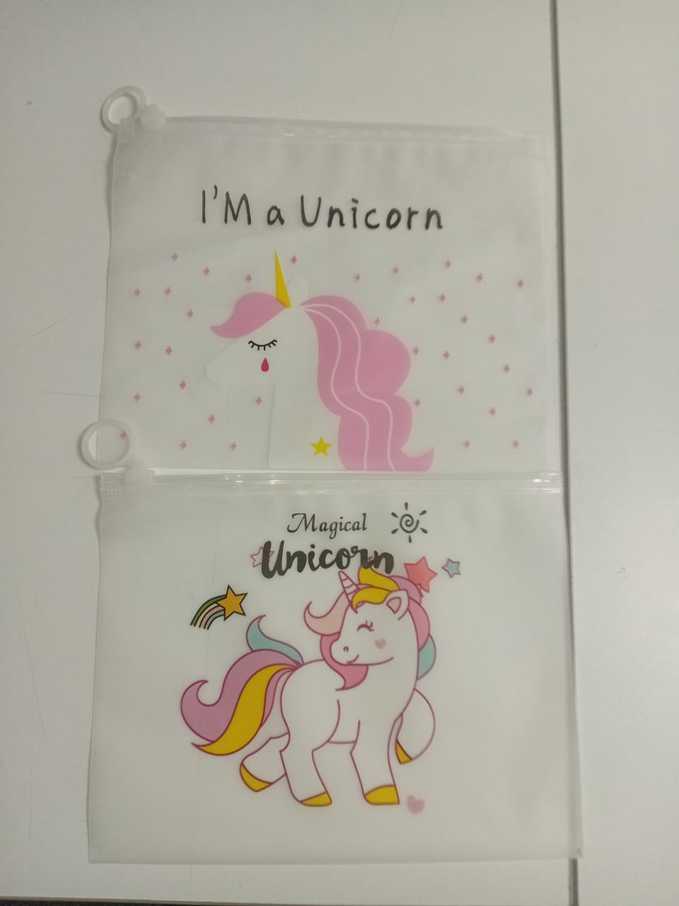 Eboo Korean Translucent Unicorn Cute Girl Pencil Case Stationery Bag Creative Storage File Bag Office Stationery Desk Organizer