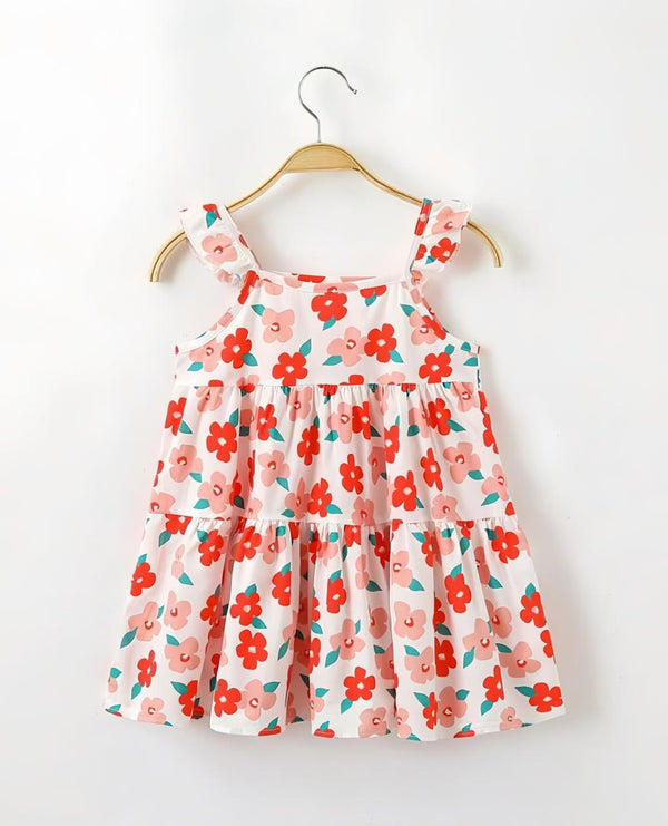 Eboo Young Girl Floral Print Ruffle Hem Dress