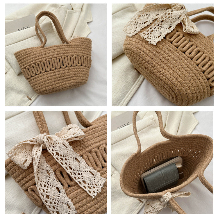 4-in-1 Woven Tote Bag â?? Lightweight Beach & Vacation Shoulder Bag for Women