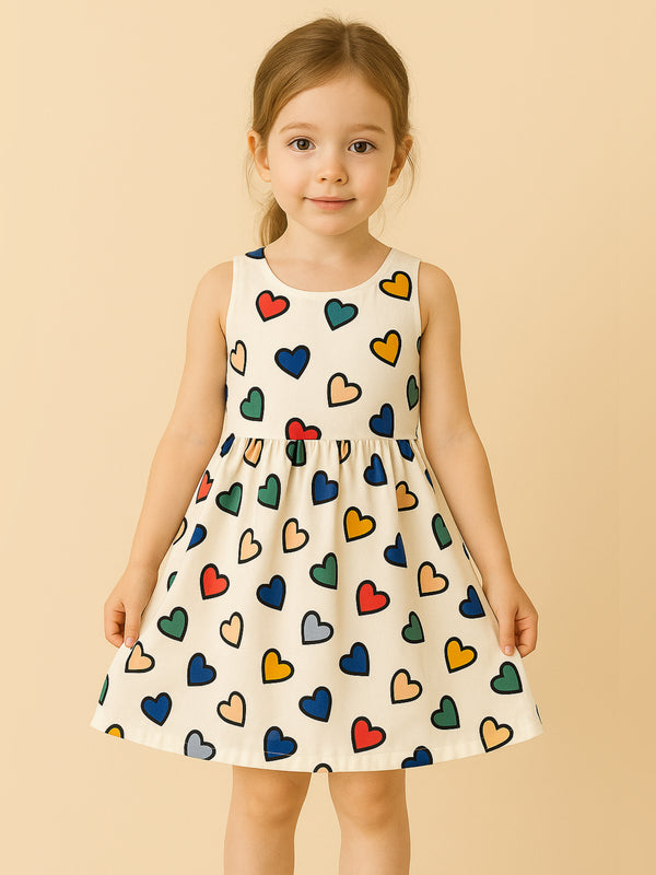 Eboo Princess Multi-Heart Printed Frock for Baby Girls