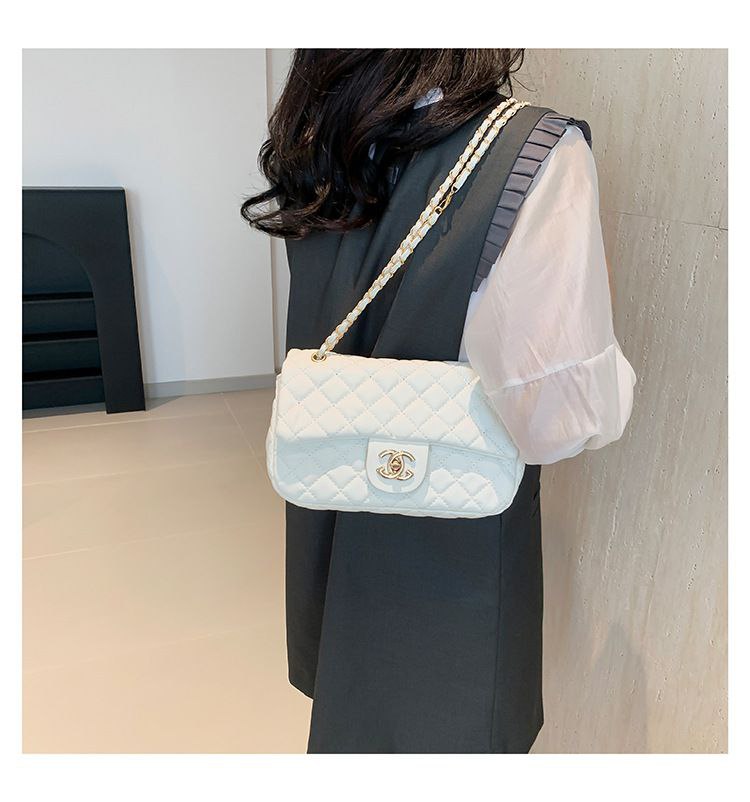 Eboo Elegant Quilted Flap Shoulder Bag with Gold-Tone Chain Strap