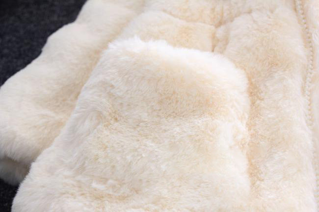 Eboo Girls Winter Warm Hooded Faux Fur Jacket with Cute Ear Design (White)
