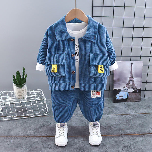 Baby Boy’s Blue Corduroy Jacket & Pants Set