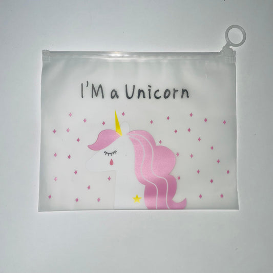 Eboo Korean Translucent Unicorn Cute Girl Pencil Case Stationery Bag Creative Storage File Bag Office Stationery Desk Organizer