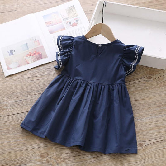 Eboo cotton dress Ruffle Ribbon Blue Cute Summer Dress