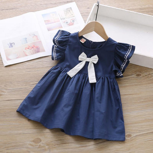 Eboo cotton dress Ruffle Ribbon Blue Cute Summer Dress