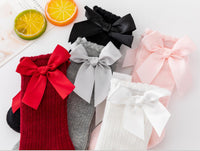 Eboo Girls’  Knee-High Socks with Satin Bow